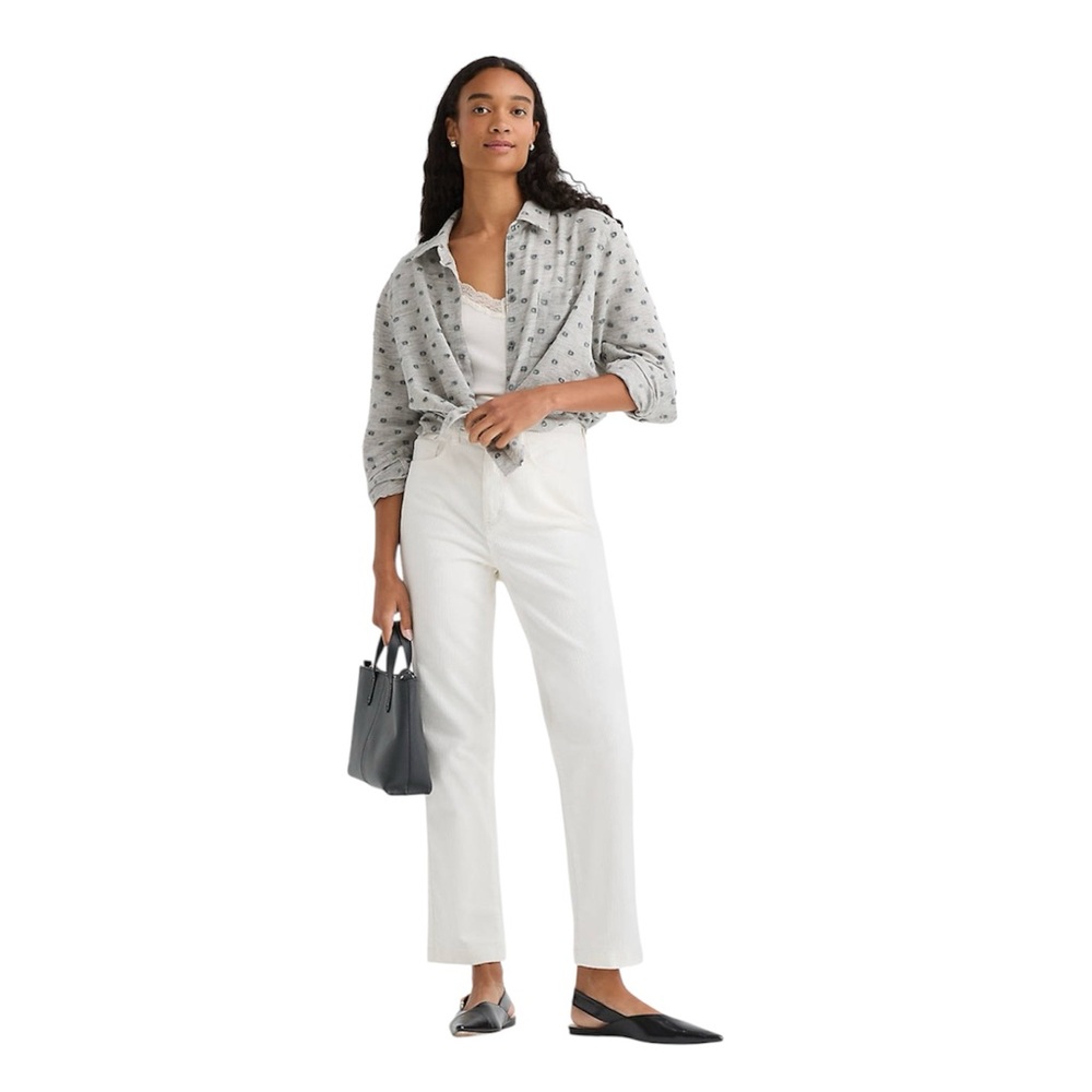 Loft Straight Leg White Corduroy Pants size 28/6